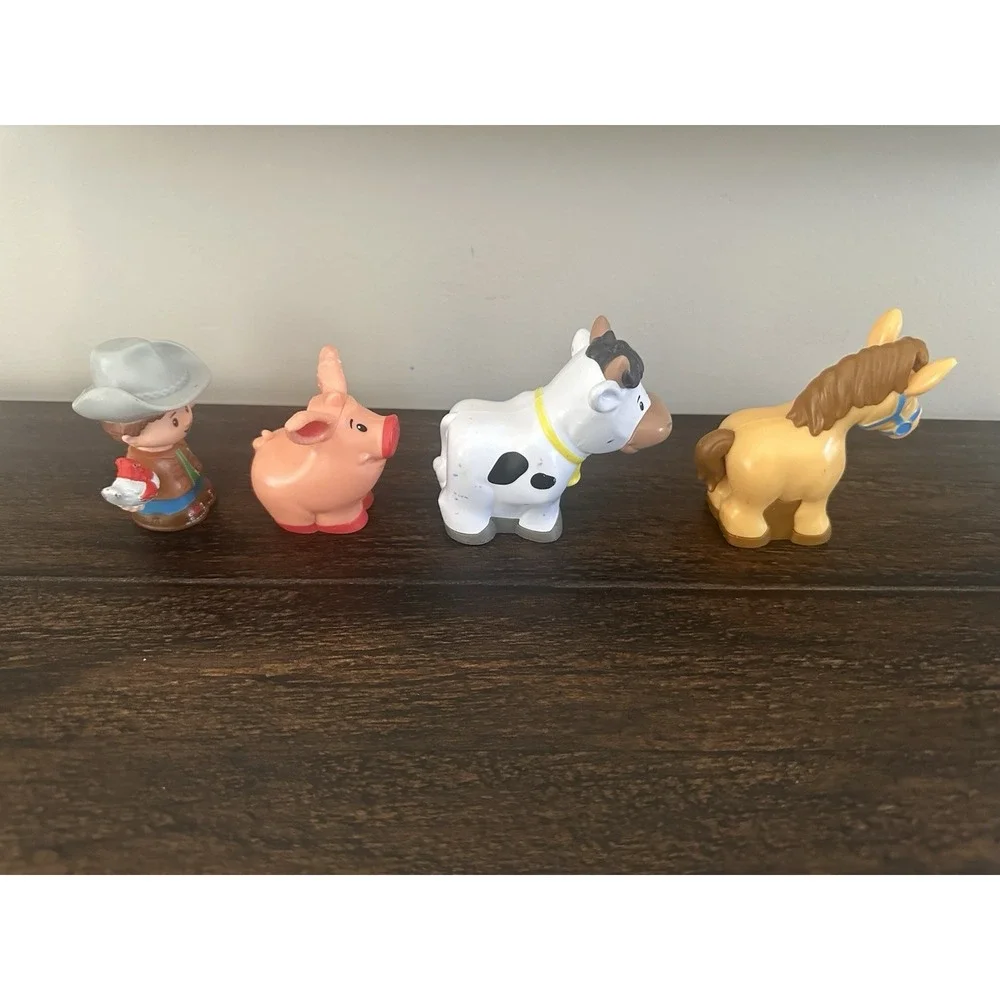 Fisher Price Little People Farmer Cowboy With Farm Animals Pig Cow HorseLot Of 4